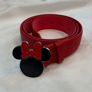 Disney Red Minnie Mouse Belt with Bow Buckle - LIKE NEW